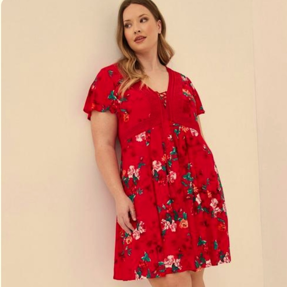Torrid Mini Gauze Lace-Up Dress Sz 3